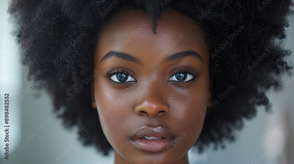 A vibrant and striking close-up portrait of a young individual with a captivating gaze, showcasing natural beauty and striking features in a serene setting A vibrant and striking close-up portrait of a young individual with a captivating gaze, showcasing natural beauty and striking features in a serene setting