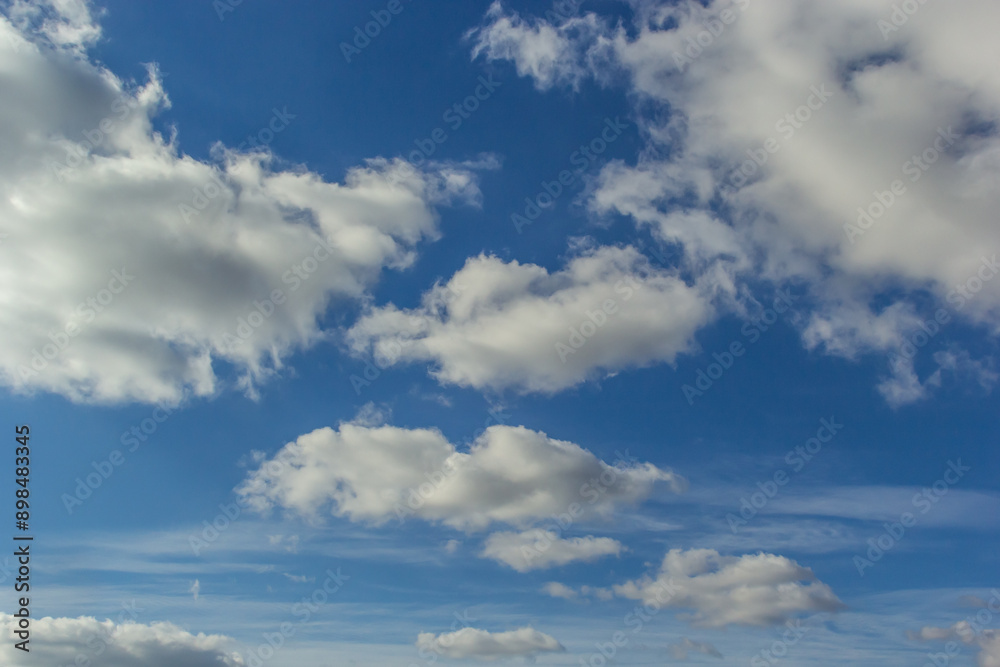 Fototapeta premium Clouds in the blue sky Panoramic image texture background graphic resources design Meteorology, heaven hope peace concept