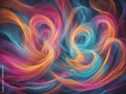 Mesmerizing swirls of colorful smoke against a black canvas