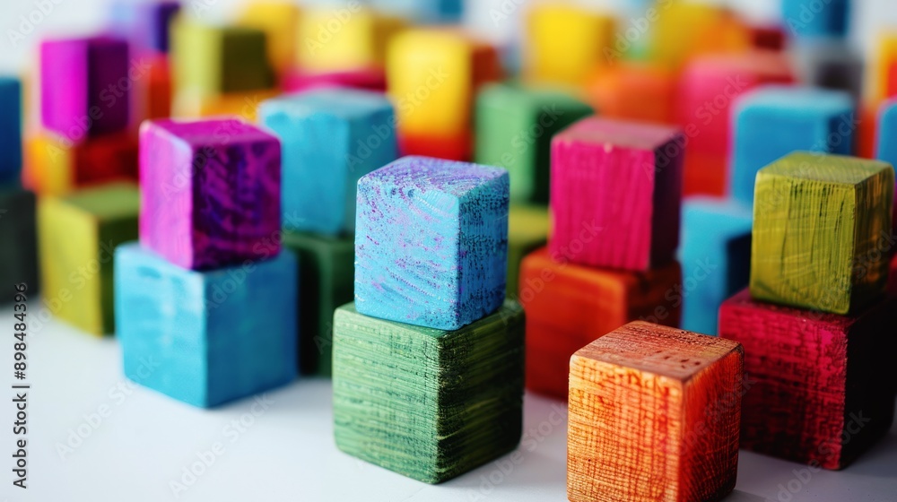 colorful wooden blocks representing data centralization and business unity concept in a vibrant abstract arrangement colorful wooden blocks representing data centralization and business unity concept in a vibrant abstract arrangement