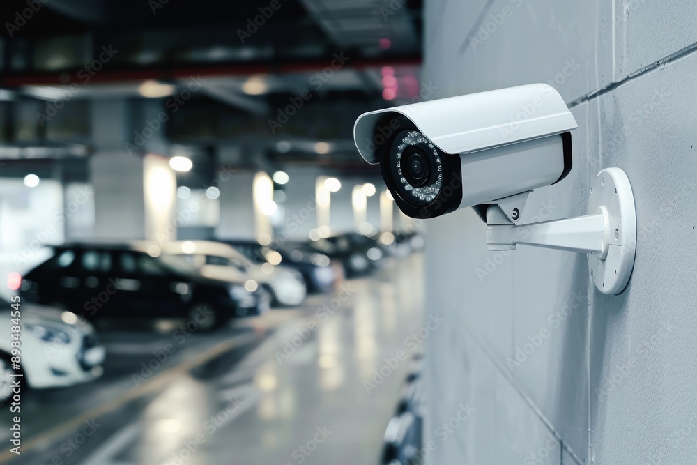 high-tech ip security camera in parking garage safety and monitoring
