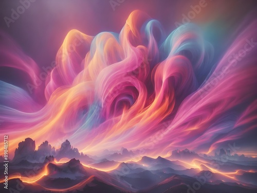 Mesmerizing swirls of colorful smoke against a black canvas