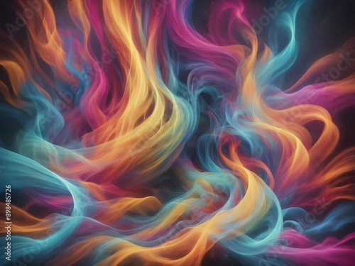 Mesmerizing swirls of colorful smoke against a black canvas