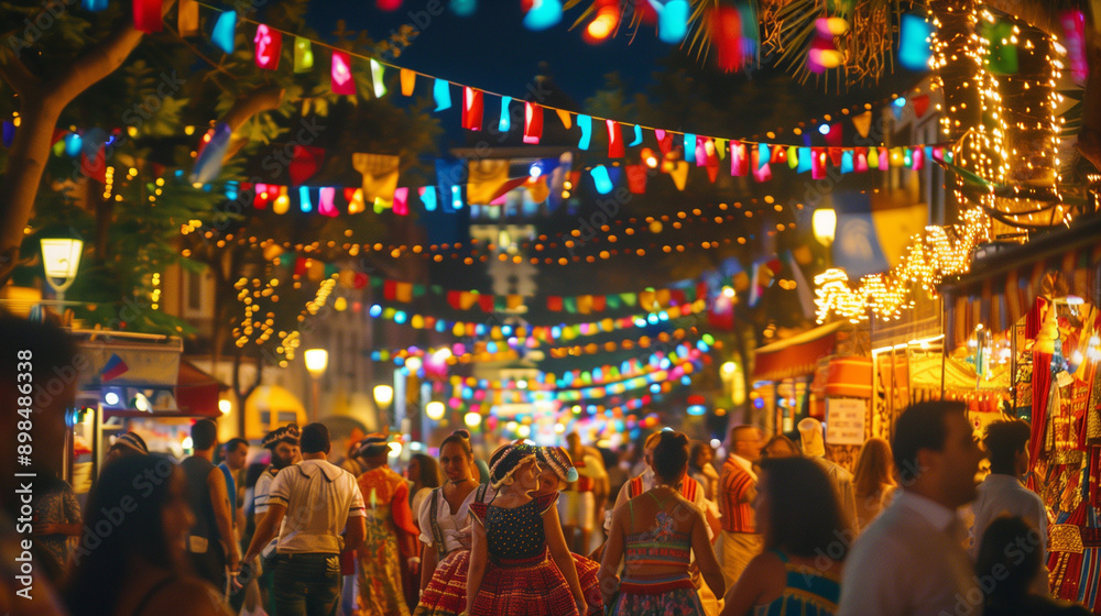 Málaga Feria Festival, the streets are filled with people wearing traditional clothes and dancing happily, Ai generated Images Málaga Feria Festival, the streets are filled with people wearing traditional clothes and dancing happily, Ai generated Images