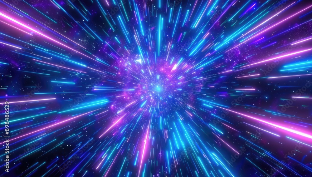 Abstract Neon Light Rays And Blue Purple Lines In Space Abstract Neon Light Rays And Blue Purple Lines In Space