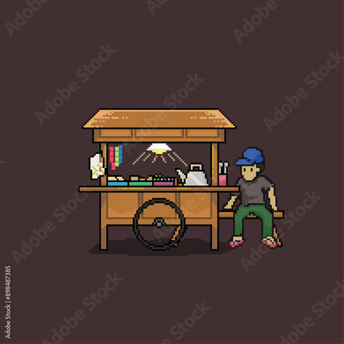 GEROBAK INDONESIAN STREET SELLER CART PIXEL ART