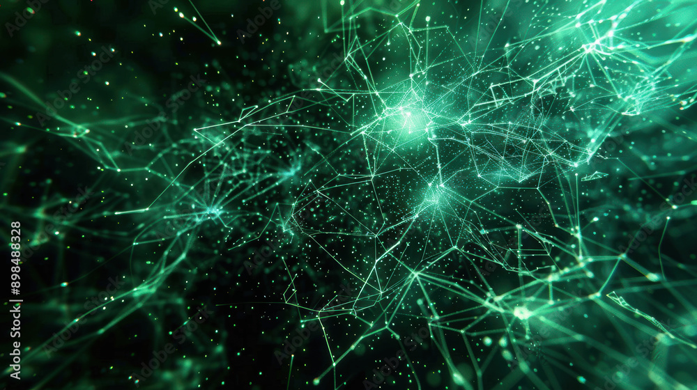 Futuristic digital network, abstract green lines and dots, technology background, data visualization, high-tech connections. Futuristic digital network, abstract green lines and dots, technology background, data visualization, high-tech connections.