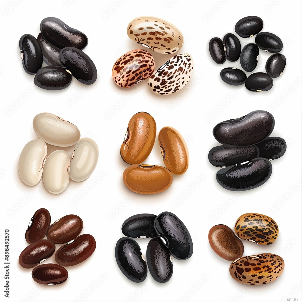 Set of beans, white background Set of beans, white background