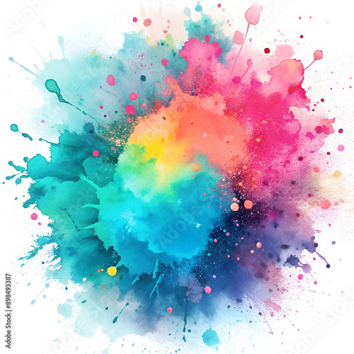Vibrant Watercolor Splash, Abstract Art, Multicolored Creative Design, with Copy Space