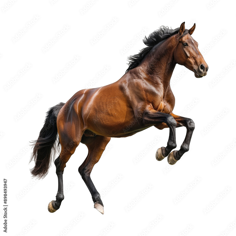 Brown horse jumping isolated on transparent background cutout PNG Brown horse jumping isolated on transparent background cutout PNG