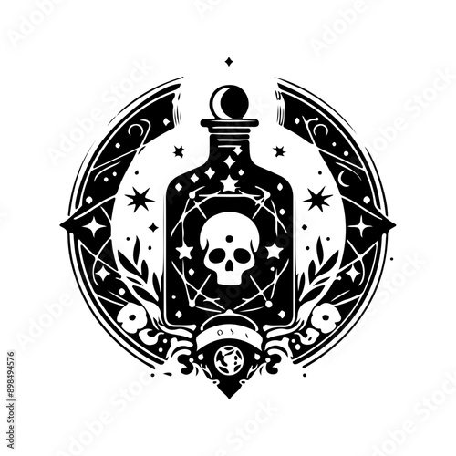 Mystical ......., Magic Celestial Silhouette Tattoo design.