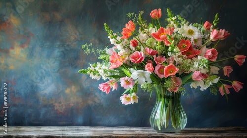 Wallpaper Mural Fresh flowers arranged in a vase on a rustic table, natural light enhancing details Torontodigital.ca