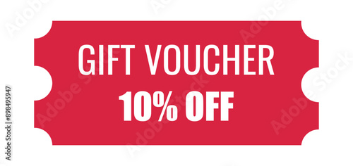 10% off gift voucher, red coupon. Big sale and super sale vector illustration