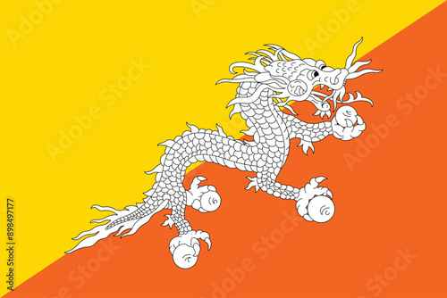 Flags of Bhutan. Flat element design. National Flag. White isolated background 