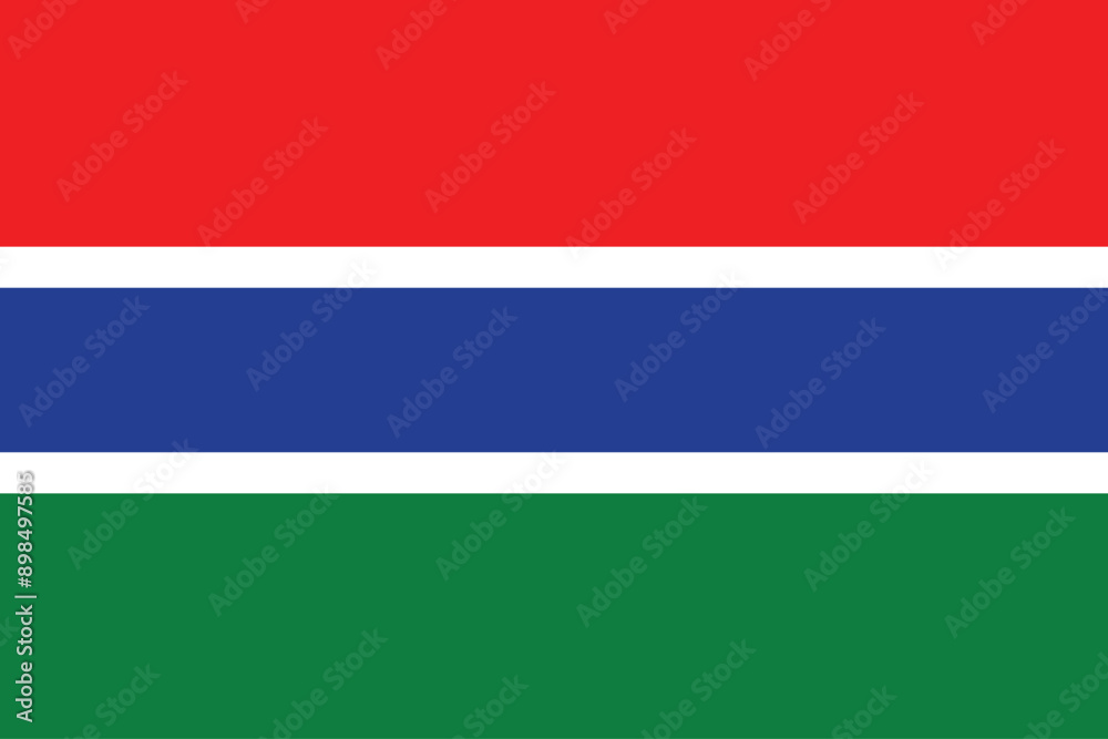 Flags of the Gambia. Flat element design. National Flag. White isolated background	