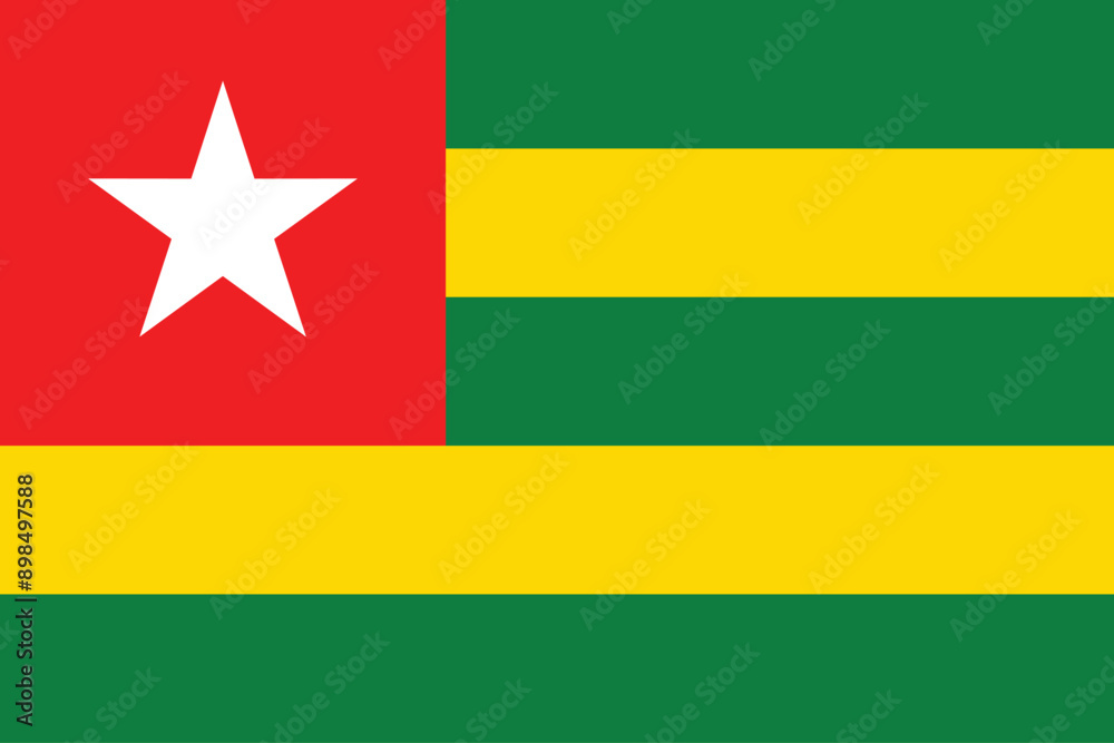 Flags of Togo. Flat element design. National Flag. White isolated background Flags of Togo. Flat element design. National Flag. White isolated background