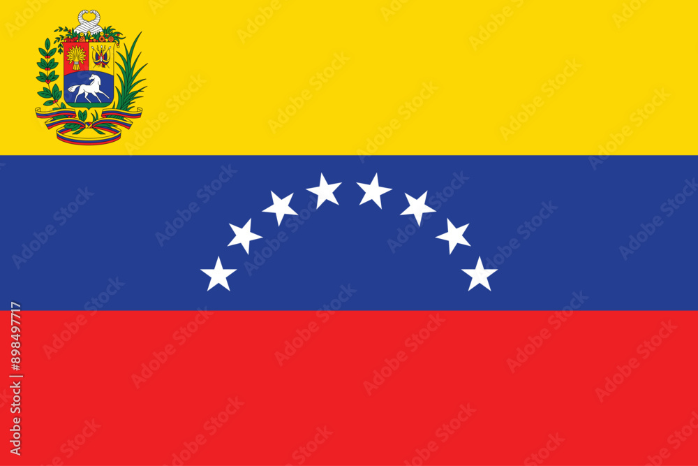 Obraz premium Flags of Venezuela. Flat element design. National Flag. White isolated background 