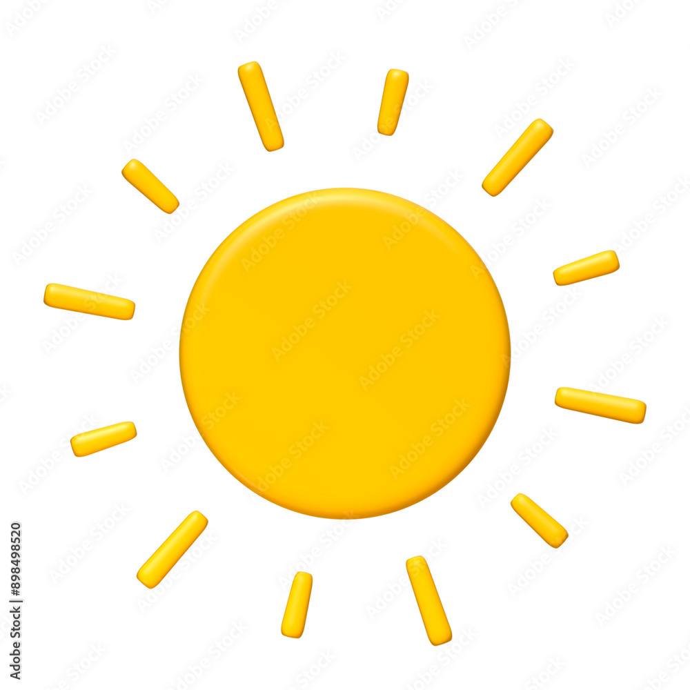 Cute illustration of Sun 3d render. Bright Summer Sun isolated on white. Cute cartoon 3d sun Cute illustration of Sun 3d render. Bright Summer Sun isolated on white. Cute cartoon 3d sun