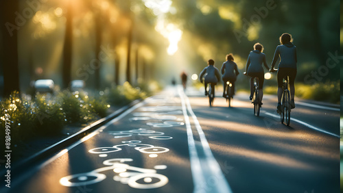 Cycling group training in the morning