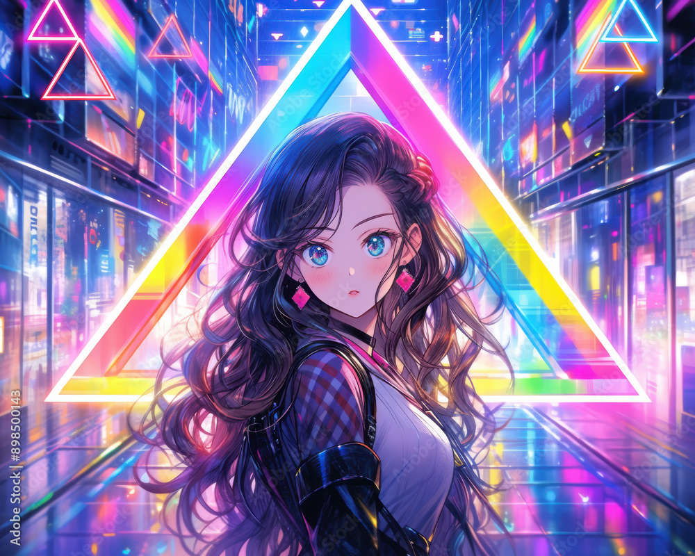 Classic anime art style portrait of a beautiful woman Classic anime art style portrait of a beautiful woman