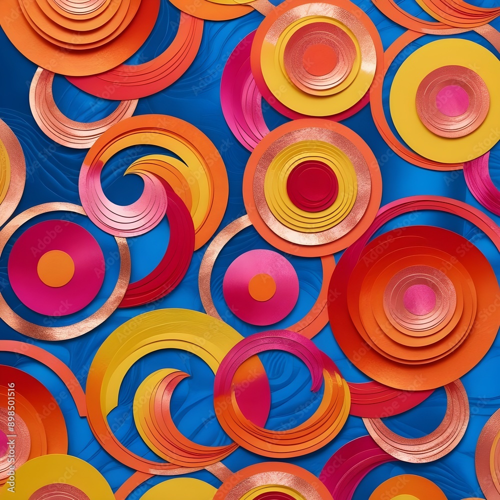 Creative blue wallpaper with colorful circles
