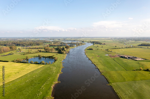 IJssel Tiggelgaten Harculo Zwolle Zuid Uiterwaarden Vergezicht Drone. High quality photo