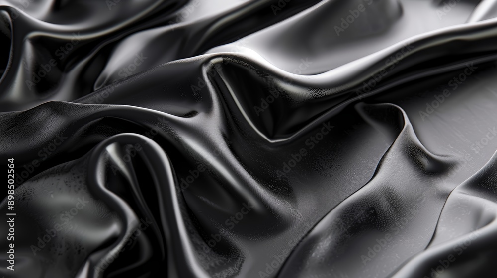 Obraz premium Black satin background with elegant cloth waves flowing