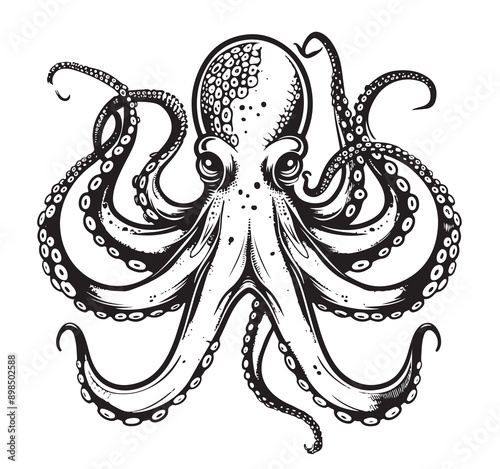 Octopus sketch. Hand drawn outline converted to vector