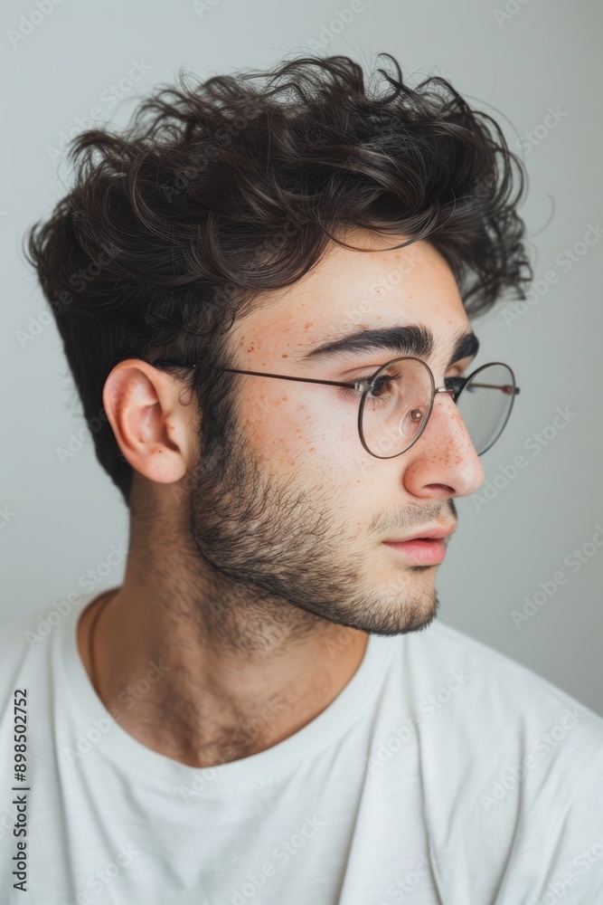 Glasses, business, man thinking, concentration, confidence, startup success, ideas. Male consultant, employee, or CEO with glasses, vision care, or promotion potential Glasses, business, man thinking, concentration, confidence, startup success, ideas. Male consultant, employee, or CEO with glasses, vision care, or promotion potential