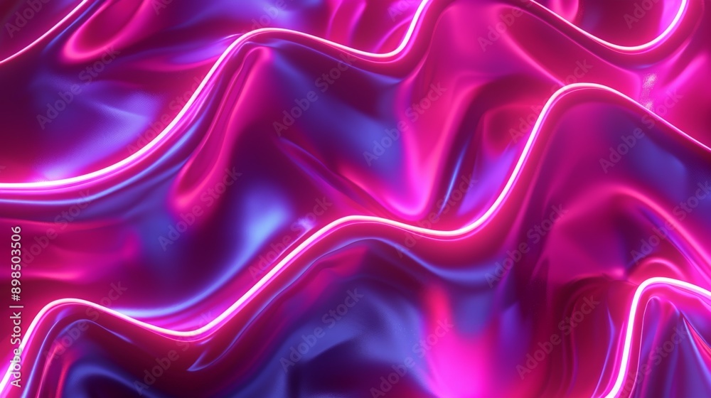 Obraz premium Neon light painting effect creating abstract wavy background design