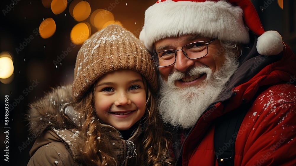 Santa Claus and happy girl Santa Claus and happy girl