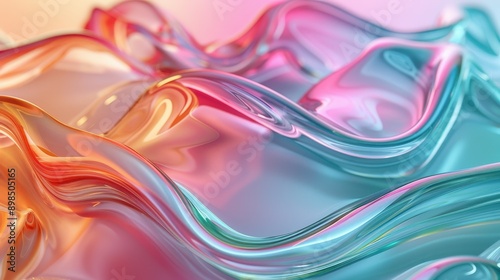 Abstract Colorful Fluid Waves - Vibrant and Dynamic Liquid Shapes in Gradient Hues of Pink, Blue, and Orange