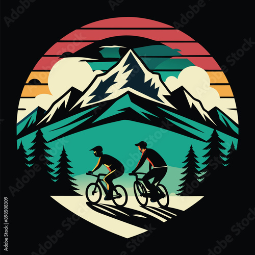 Exclusive mountain biker vector T-shirt design