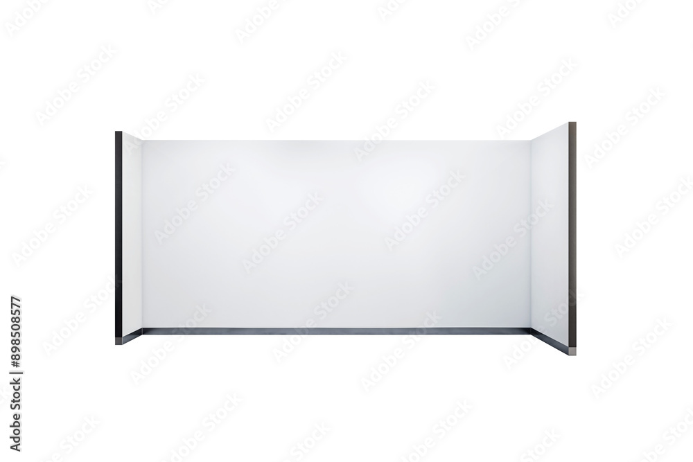 Empty exhibition stand with white walls isolated on a white background. Perfect template for branding and layout design showcasing. 3D Rendering. Empty exhibition stand with white walls isolated on a white background. Perfect template for branding and layout design showcasing. 3D Rendering.