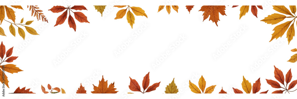 Watercolor autumn leaves frame on transparent PNG background. Perfect for fall-themed designs, invitations, and social media posts
