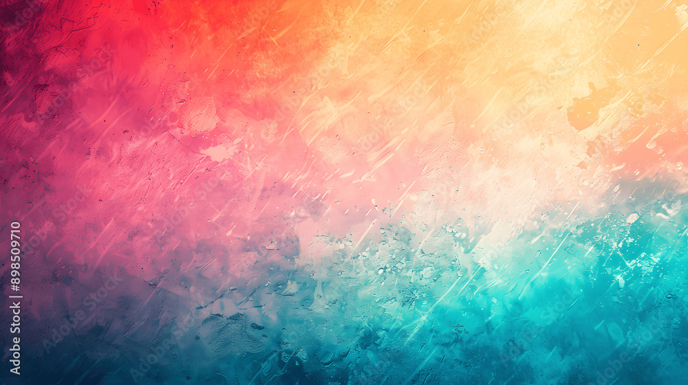 Abstract teal orange pink gradient grainy background with colorful noise texture for summer banner design