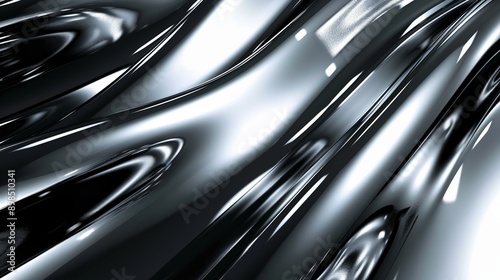 Abstract chrome metal texture background with wavy pattern