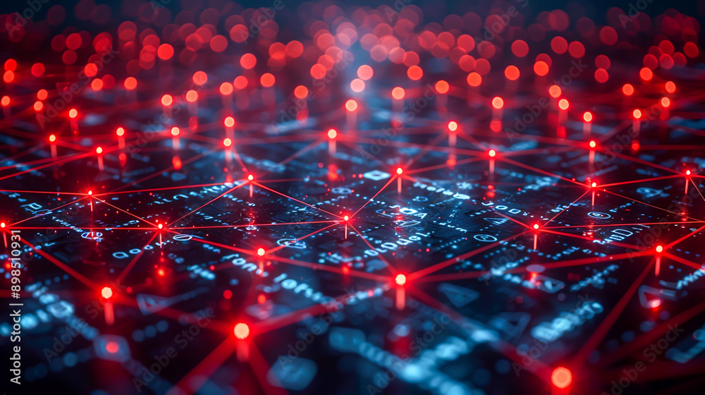 Cybersecurity Threats in Connected Devices: Network Vulnerabilities with Red Warning Symbols Cybersecurity Threats in Connected Devices: Network Vulnerabilities with Red Warning Symbols
