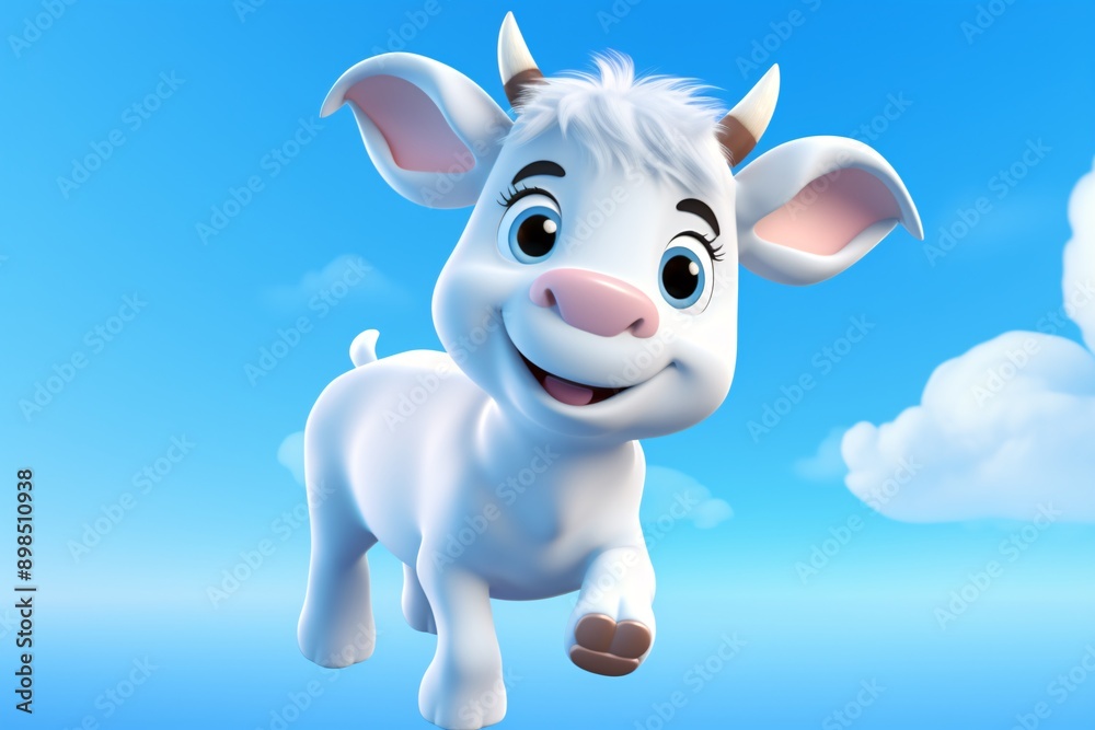 a cartoon of a white goat a cartoon of a white goat