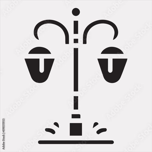 Street Lamp Thin line silhouette vector on white background