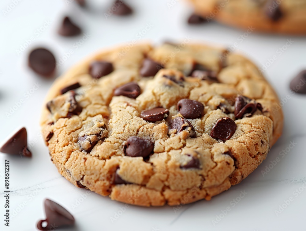 Delicious Chocolate Chip Cookie on White Background Delicious Chocolate Chip Cookie on White Background