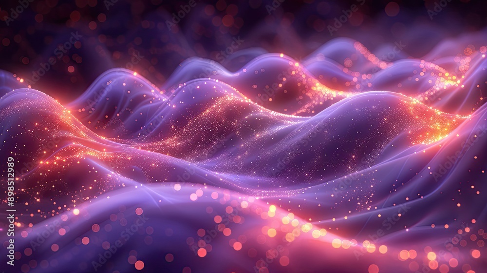 A purple and orange wave with a lot of sparkles A purple and orange wave with a lot of sparkles