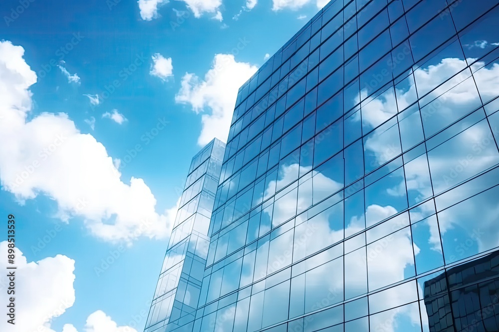 Modern Skyscrapers Reflecting Blue Sky and Clouds Modern Skyscrapers Reflecting Blue Sky and Clouds