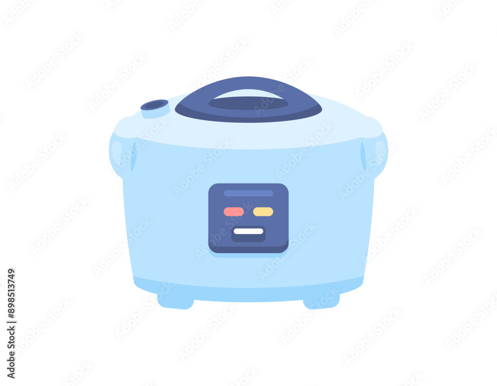 illustration of a blue rice cooker. rice cooker in new and good condition. goods or items. electronic equipment and for cooking. place for cooking rice. flat style design. graphic elements illustration of a blue rice cooker. rice cooker in new and good condition. goods or items. electronic equipment and for cooking. place for cooking rice. flat style design. graphic elements