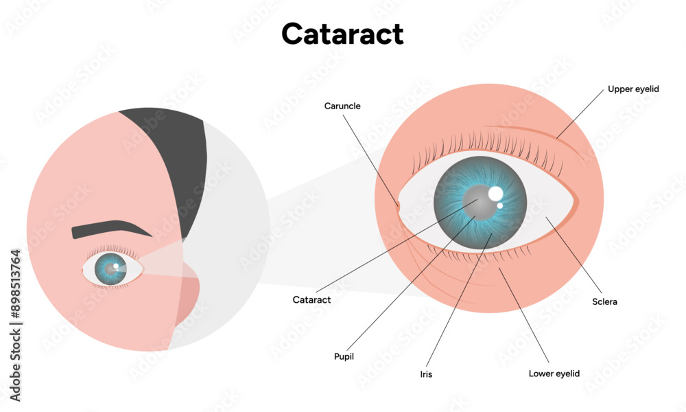 Fototapeta premium Cataract eye anatomy problem disease 
