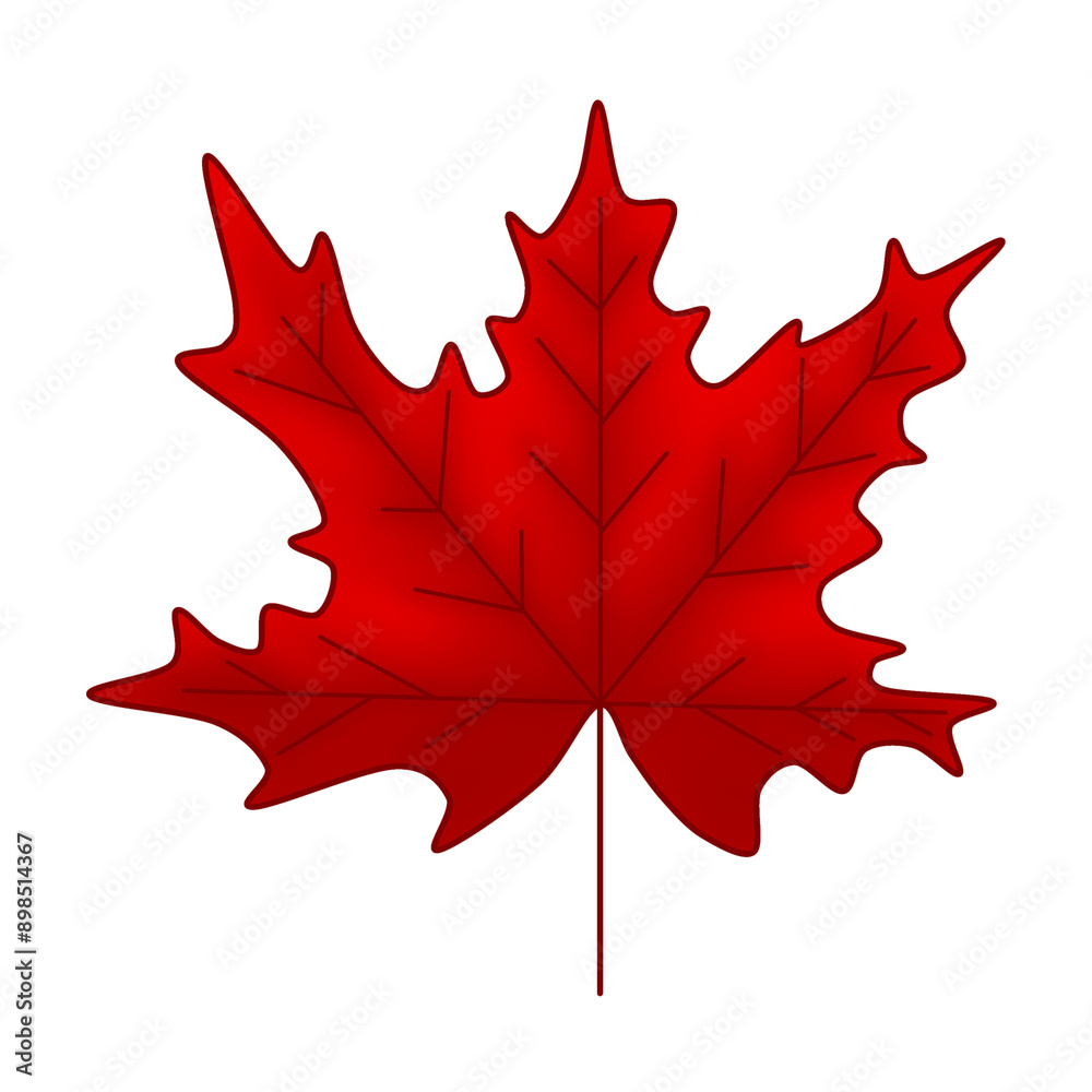 Naklejka premium Red maple leaf raster illustration
