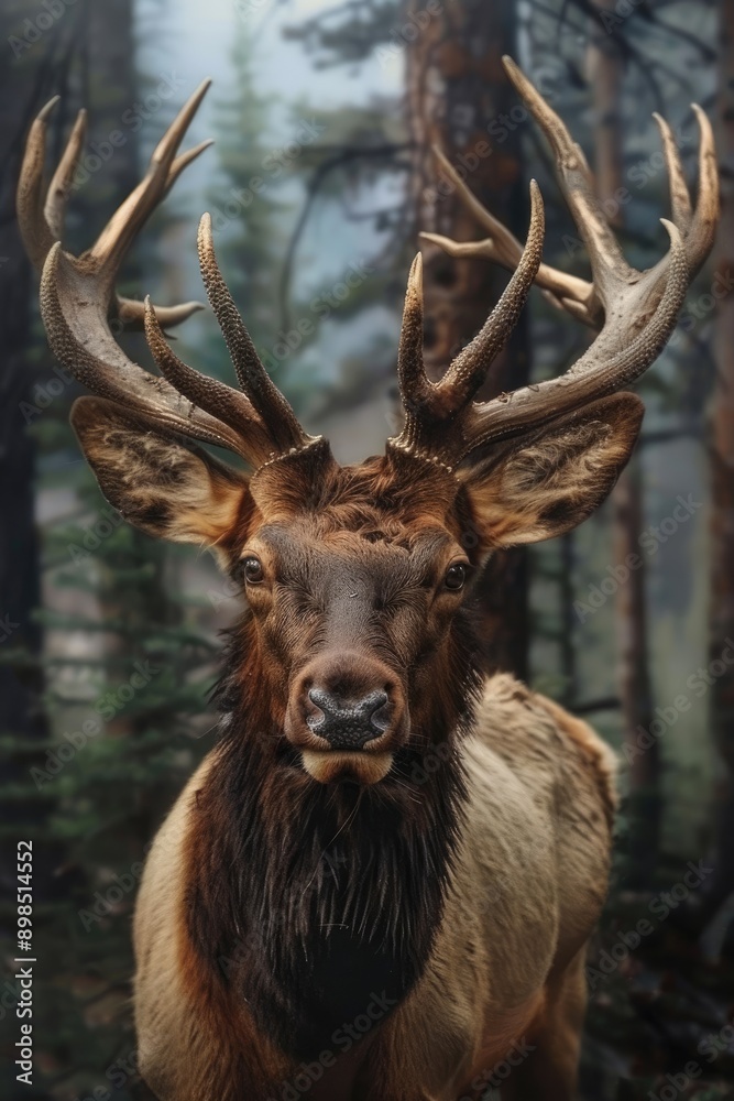 moose on the background of forest nature. Selective focus moose on the background of forest nature. Selective focus