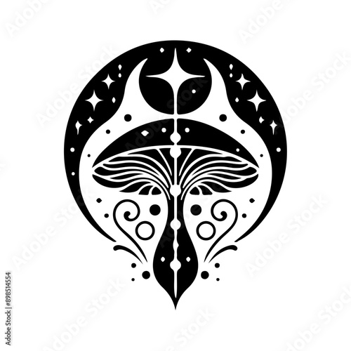 Mystical ......., Magic Celestial Silhouette Tattoo design.