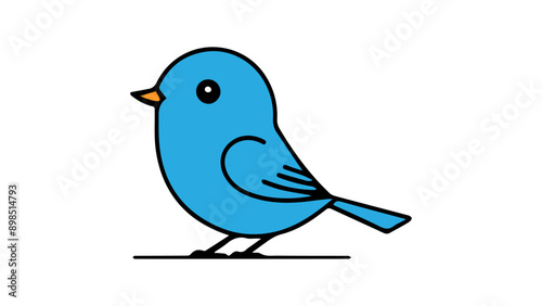 blue bird simple vector illustration on white background
