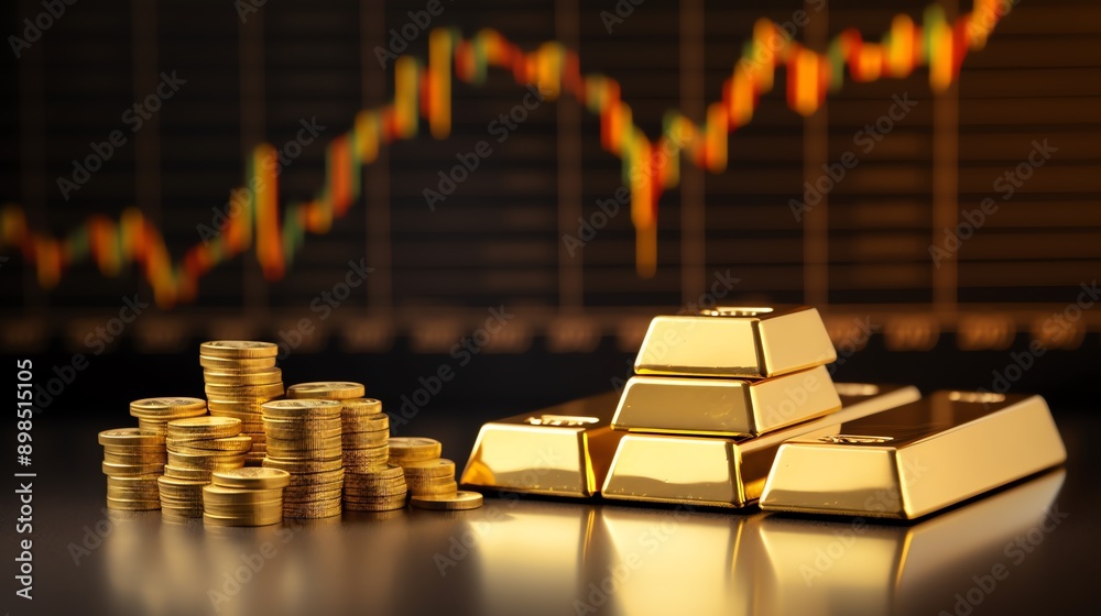 a stack of gold coins and gold bars a stack of gold coins and gold bars